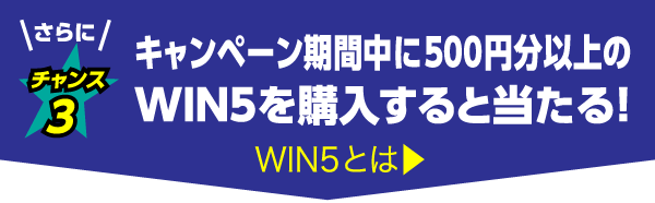 チャンス3 キャンペーン期間中に500円分以上のWIN5を購入すると当たる！ WIN5とは
