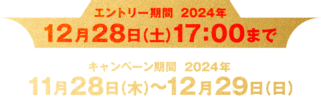 エントリー期間 2024年12月28日（土）17:00まで キャンペーン期間 2024年11月28日（木）〜12月29日（日）