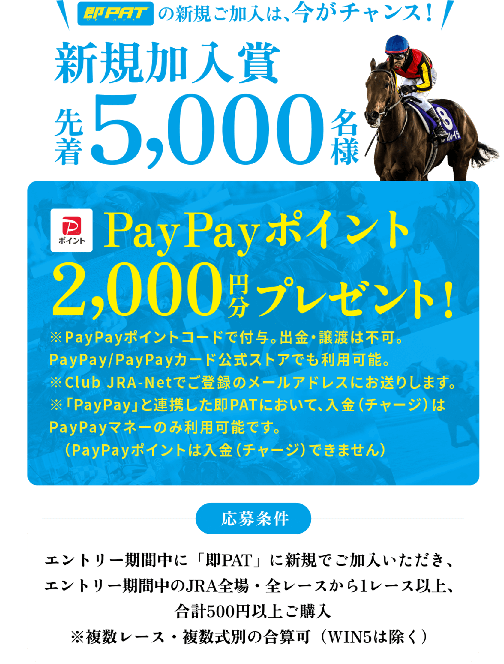 即PATの新規ご加入は、今がチャンス！先着5,000名様にPayPayポイント2,000円分プレゼント！